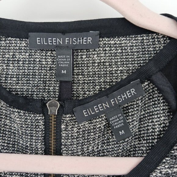Eileen Fisher Tweed Jacket Dress Suit Set Medium Black Gray Officecore Business - Picture 6 of 16